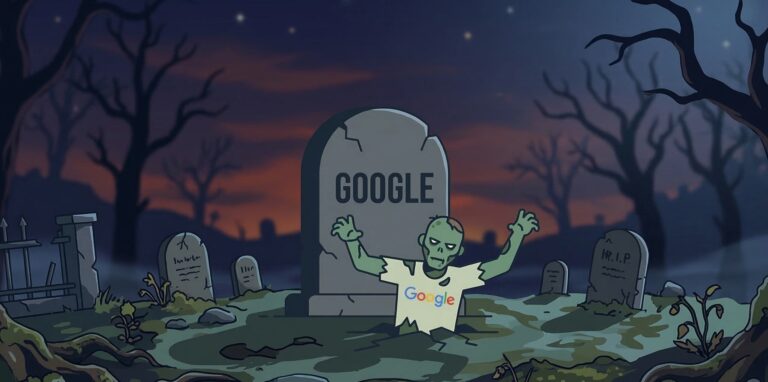 google zombie klettert aus grab